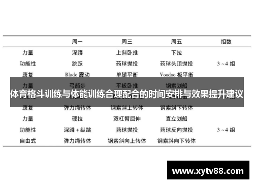 体育格斗训练与体能训练合理配合的时间安排与效果提升建议